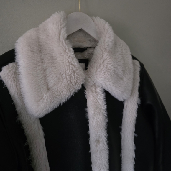 Abercrombie & Fitch XS 70s Modern Retro Hippie Vegan Shearling Penny Lane Jacket - Picture 9 of 16